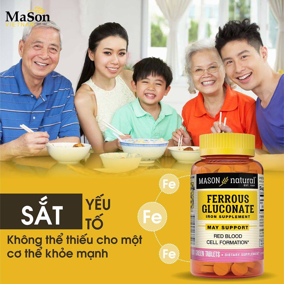 Ferrouse Gluconate Mason bổ sung lượng sắt cần thiết cho cơ thể