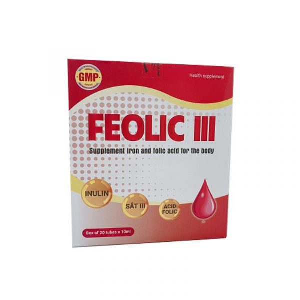 Feolic III hộp 20 ống - Bổ sung sắt và acid folic