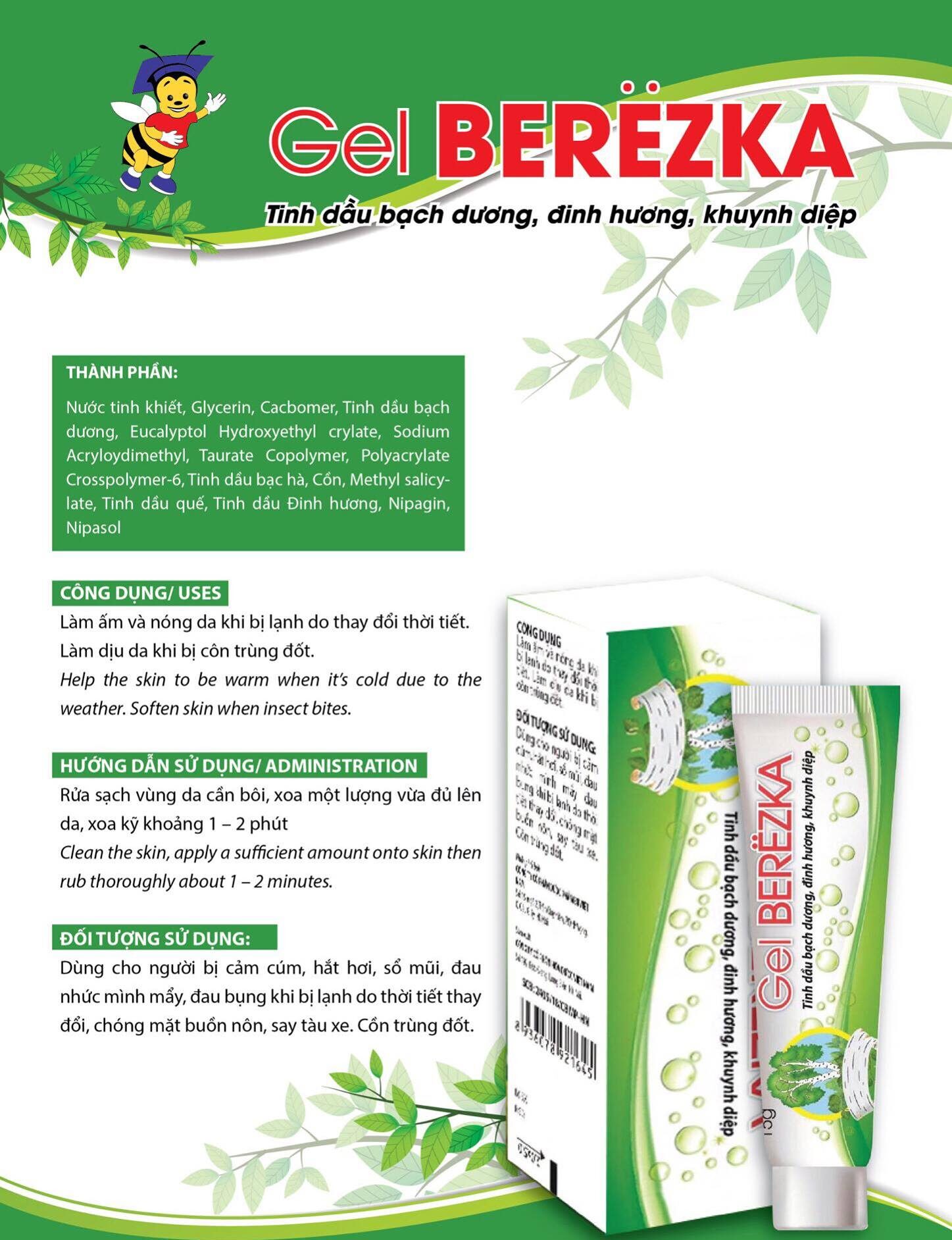 Gel Berezka Tuýp 15g - Làm dịu khi bị côn trùng đốt