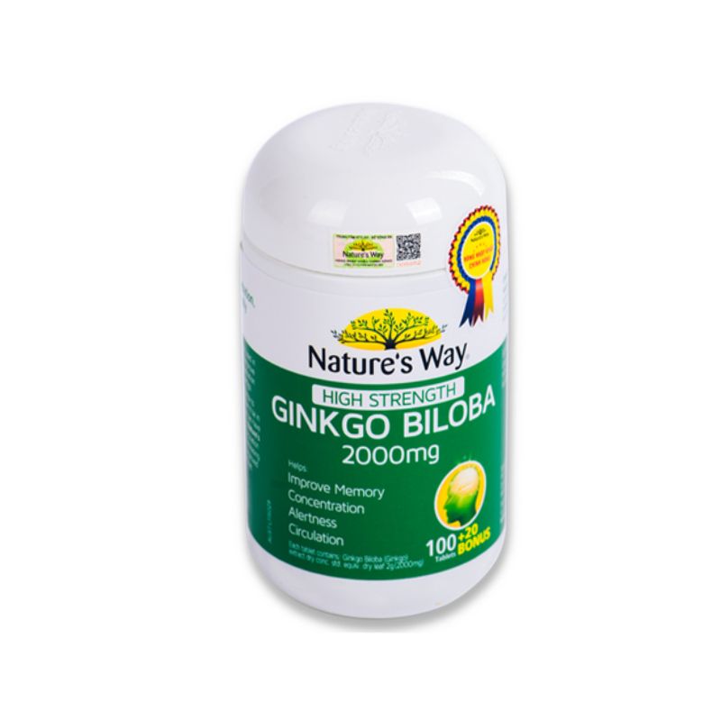 Ginkgo Biloba 2000mg Nature Way Lọ 120 Viên - Tăng Cường Trí Nhớ