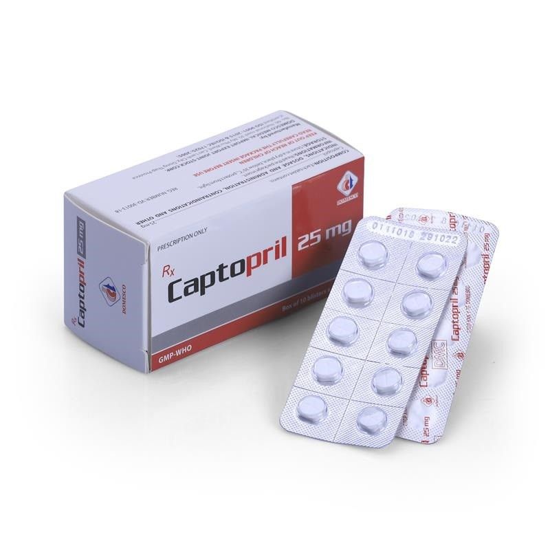 Captopril 25mg Hộp 100 Viên - Điều Trị Tăng Huyết Áp 