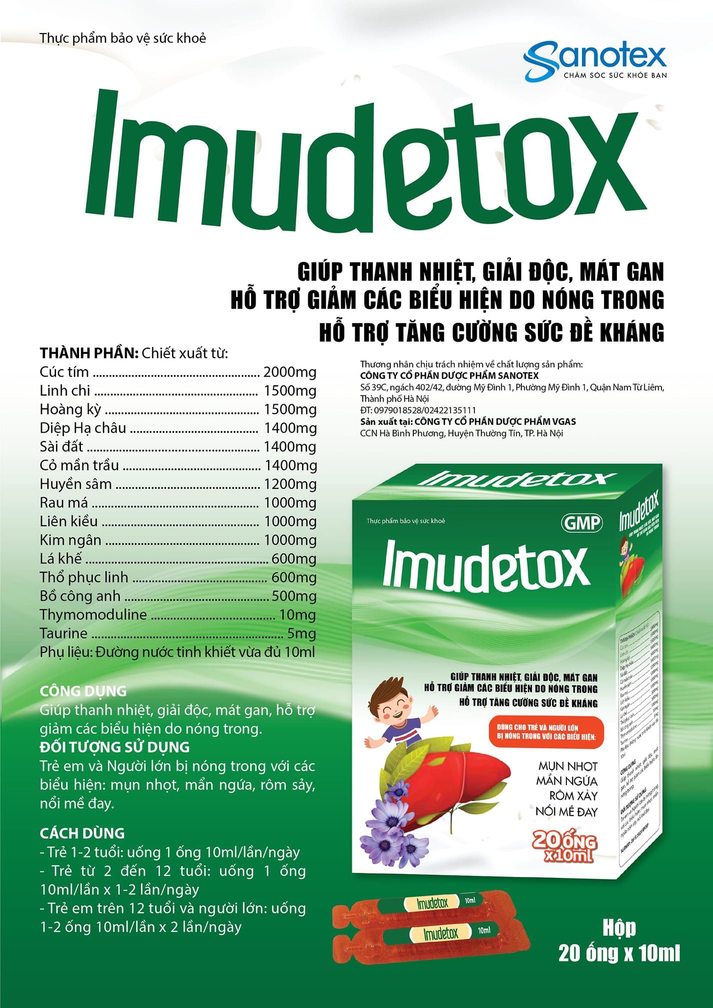 IMUDETOX Thanh Nhiệt Giải Độc Mát Gan Trẻ Em