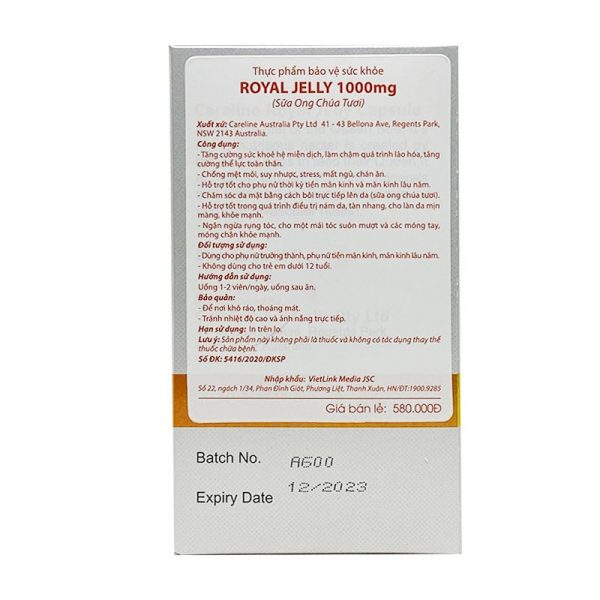 Royal Jelly Careline Hộp 100 Viên - Tăng Cường Hệ Miễn Dịch