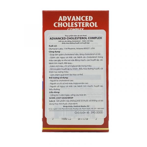 Advanced Cholesterol Complex Hộp 30 Viên - Thành Phần