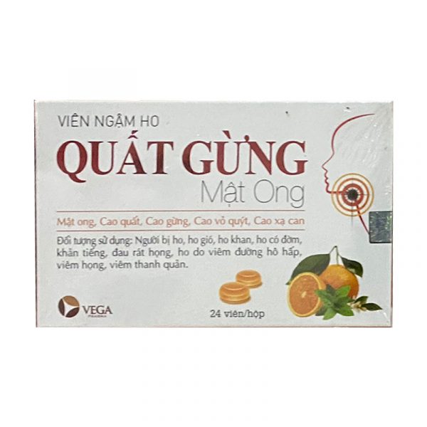 Viên ngậm ho Quất gừng mật ong hộp 24 viên